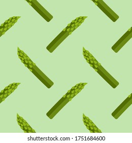 asparagus seamless pattern. Organic fresh vegetable illustration. Cute vegetable botanical background.