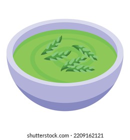 Icono de sopa de espárragos. Isometric del icono del vector de sopa de Asparagus para el diseño web aislado en fondo blanco