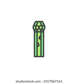 Icono de contorno relleno de espárragos, signo de vector de línea, pictograma colorido lineal aislado en blanco. Símbolo, ilustración del logotipo. Gráficos vectoriales
