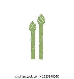 Asparagus symbol isolated on transparent background. Filled icon. Colorful pictogram original design.  Vector shabby hand drawn illustration