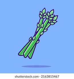 Asparagus Vegetable Cartoon Vector Icon Illustration. Food Nature Icon Concept Isolated Premium Vector. Flat Cartoon Style