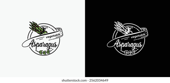Asparagus vegetable logo design template, healthy vegetable food vector label symbol