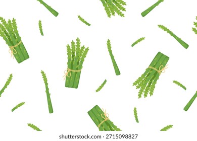 Espárragos vegetales sin patrón. Fondo de la naturaleza de espárragos aislados en blanco. Concepto de jardinería, agricultura y alimentación. Vector Anuncio plano. 