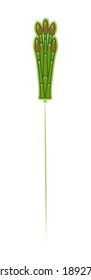 asparagus-shaped balloon on a string