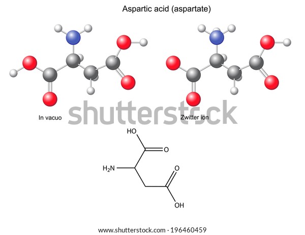 Aspartic Acid Asp Chemical Structural Formula Stock Vector Royalty Free 196460459