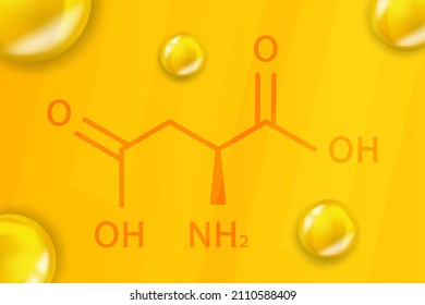 Aspartic acid chemical formula. Aspartic acid 3D Realistic chemical molecular structure