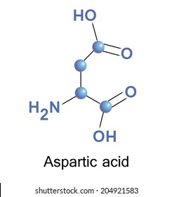 Aspartic acid molecule structure, medical vector illustration.