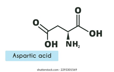 Aspartic acid Molecule Structure.(L-aspartic acid, Asp, D) Skeletal formula. Amino acid.