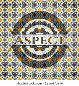 Aspect arabic style badge. Arabesque decoration.