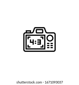 Seitensymbol-Vektorillustration in Linear-, Umriss-Kamerasymbol einzeln auf weißem Hintergrund