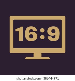 The aspect ratio 16 9 widescreen  icon. Tv and video symbol. Flat