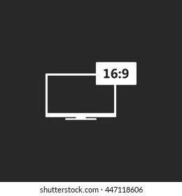 Aspect ratio 16:9 widescreen tv symbol sign simple icon on background