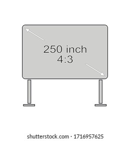 Icono de señal de TV panorámica de proporción 4:3. Símbolo del monitor. Informar de los iconos de documento, información y marca de verificación. Cambio de divisas.