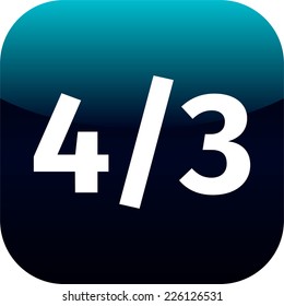 Aspect ratio 4:3 widescreen tv sign icon. Monitor symbol - lcd, led, plasma. Blue and white for phone app