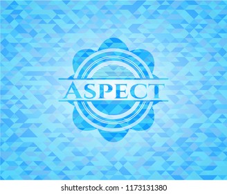 Aspect realistic sky blue emblem. Mosaic background