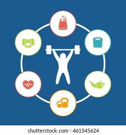 aspects of weightlifting, color round icons