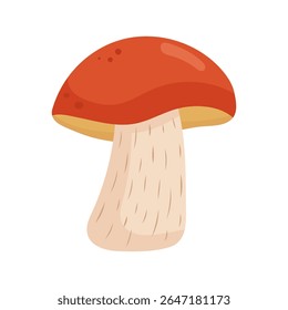 Aspen bolete queda cogumelo em estilo plano. Fungos florestais de outono. Ilustração vetorial isolada sobre fundo branco.