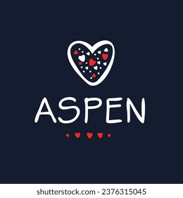 (Aspen) Nombre de caligrafía, Ilustración vectorial.
