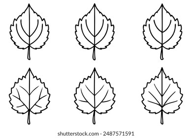 Aspen Leaf line art pencil rendering