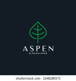 aspen with leaf logo design