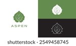 aspen leaf logo, Symbol Vector Design Template.