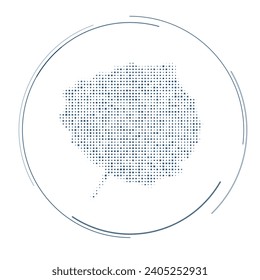 The aspen leaf symbol filled with dark blue dots. Pointillism style. Vector illustration on white background