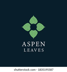 Aspen leaves rounded vintage logo