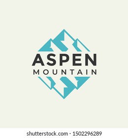 aspen mountain logo - vector illustration on a bright background