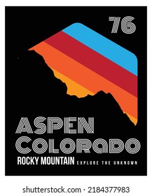 Aspen Mountain Poster design in vector. Retro Colorado illustration for all media. 