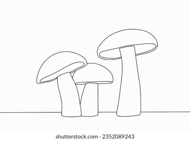 Aspen mushroom. One of the most beautiful and safe mushrooms. European Mushroom Day. One line drawing for different uses. Vector illustration.