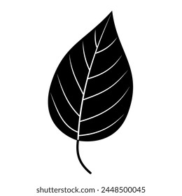 Aspen tree leaf silhouette isolated cutout black and white monochrome vector clipart illustration. Autumn leaves design element. Nature pictogram, logo or icon. Tree foliage simple cartoon doodle.