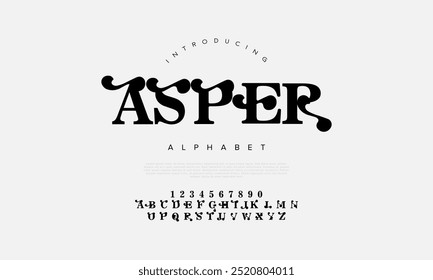 Asper tipografia beleza moda elegante minimalista serif italic fontes decorativo casamento vintage retro logos. Logotipo de fonte de luxo mínimo alfabeto. Ilustração vetorial