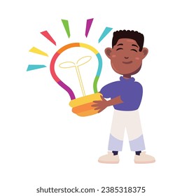 asperger boy with bulb illustration