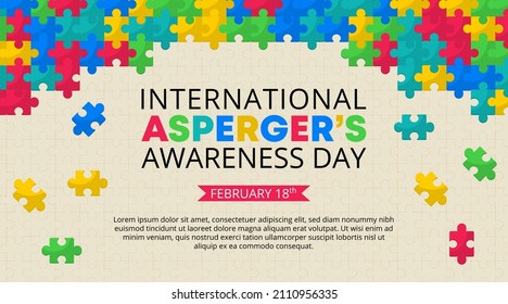 Asperger day background with arranged puzzles at a puzzle table