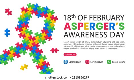 Asperger day background with a puzzle aid ribbon