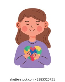 asperger girl with puzzless vector isolated