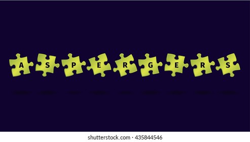 Asperger word written on puzzles