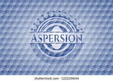 Aspersion blue hexagon emblem.