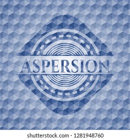 Aspersion blue hexagon emblem.