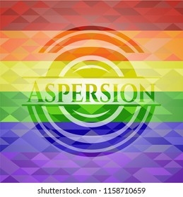 Aspersion on mosaic background with the colors of the LGBT flag
