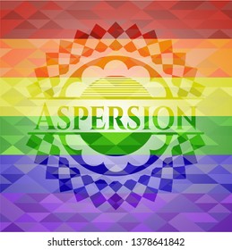 Aspersion on mosaic background with the colors of the LGBT flag
