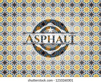 Asphalt arabic style emblem. Arabesque decoration.