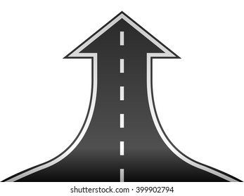 Asphalt arrow on a white background