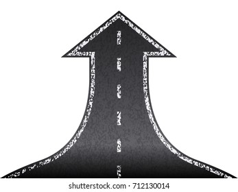 Asphalt arrow on a white background
