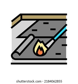 Asphalt Bitumen Roof Mounting Color Icon Vector. Asphalt Bitumen Roof Mounting Sign. Isolated Symbol Illustration