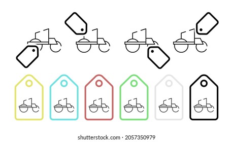 Asphalt compactor vector icon in tag set illustration for ui and ux, website or mobile application