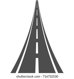 Asphalt flying up road isolated on white background - stock vector