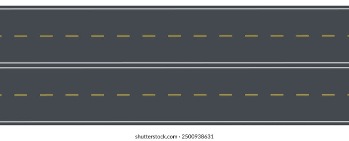 Asfalto de carretera de carretera de alta visión de Elementos conjunto aislado sobre fondo blanco. Ilustración vectorial