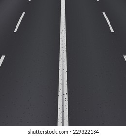 Asphalt highway perspective view. Texture with white stripe