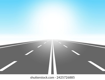 Asphalt Highway Road or Empty Road. Vector Illustration. 